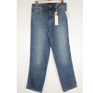 Sanctuary Modern Straight Crop High Rise Jean Gold Silver Embellishment NWT 28